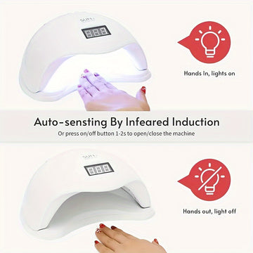 Lámpara LED para uñas de 48W con sensor inteligente - Luz de polir rápido y portátil, pantalla LCD, base extraíble, ideal para uso en casa y salón, alimentada por USB, material plástico, secador de uñas.