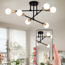 1pc Lámpara de Techo Semienterrada Moderna Negra Dorada con Acabado Metálico Pulido, Base para Bombilla E27 y Montaje Fijo para Dormitorio, Cocina, Sala de Estar, Comedor, Estudio, Lámpara de Techo para Cocina | Iluminación Elegante | Bombillas Metálicas