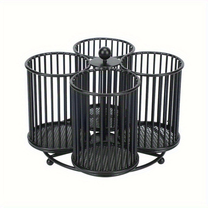 1pc Organizador Giratorio de Utensilios con 3/4 Compartimentos - Jaula de Hierro Resistente para Encimeras, Diseño Vertical Ahorrador de Espacio para Cocina, Gabinetes y Estantes