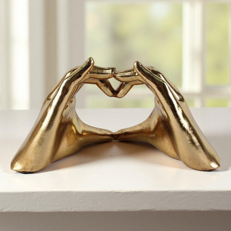 1pc Escultura abstracta de manos de amor en resina dorada, estatua decorativa para interiores/exteriores, acento versátil para la habitación, no necesita energía.
