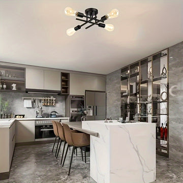 1pc Lámpara de Techo Industrial Moderna - Base con Portalámparas E26/E27, Instalación Directa para Sala, Dormitorio, Cocina, Escaleras - Compatible con Bombillas Edison (Bombillas No Incluidas) - Ideal para Decoración Mid-Century, Industrial, Rústica, Ap