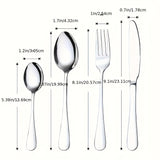 Un juego de vajilla de acero inoxidable de 16 piezas - vajilla elegante que incluye cuchillo de cena, tenedor, cuchara, cucharilla - cubertería moderna pulida a espejo para Navidad, Halloween, Pascua, Hanukkah, Acción de Gracias - apto para lavavajillas