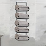 Estante de vino de metal de estilo tradicional - Estantes flotantes para colgar en la pared con acabado lacado, organizador de almacenamiento de 5 niveles para baño, estante de exhibición de botellas de arte de pared moderno decorativo