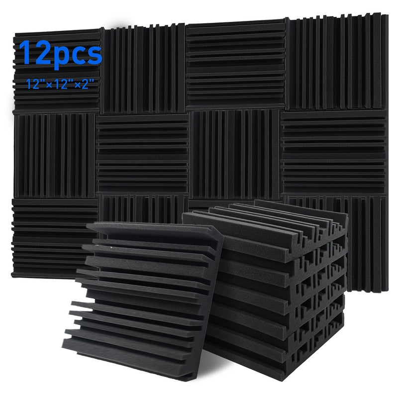 12-Unidades de Paneles de Espuma Acústica de Alta Densidad, Reducción de Ruido y Aislamiento Acústico, Paneles de Cabina de Grabación Retardantes de Fuego, Tratamiento Acústico para Oficina en Casa - 5.08cm x 30.48cm x 30.48cm