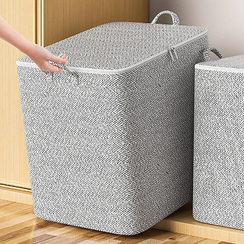 1pc Bolsa de Almacenamiento Plegable Grande con Cremallera - Organizador de Lona Lavable y Duradero para Ropa, Edredones, Calcetines, Mantas, Juguetes - Diseño Ahorrador de Espacio para la Organización del Hogar, Almacenamiento Debajo de la Cama
