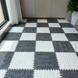 Conjunto de 24 alfombras geométricas de felpa, alfombra de suelo cuadrada de pelo bajo, poliéster lavable y EVA, hecha a máquina, alfombra de dormitorio interior para sala de estar, apta para mascotas, decoración temática navideña