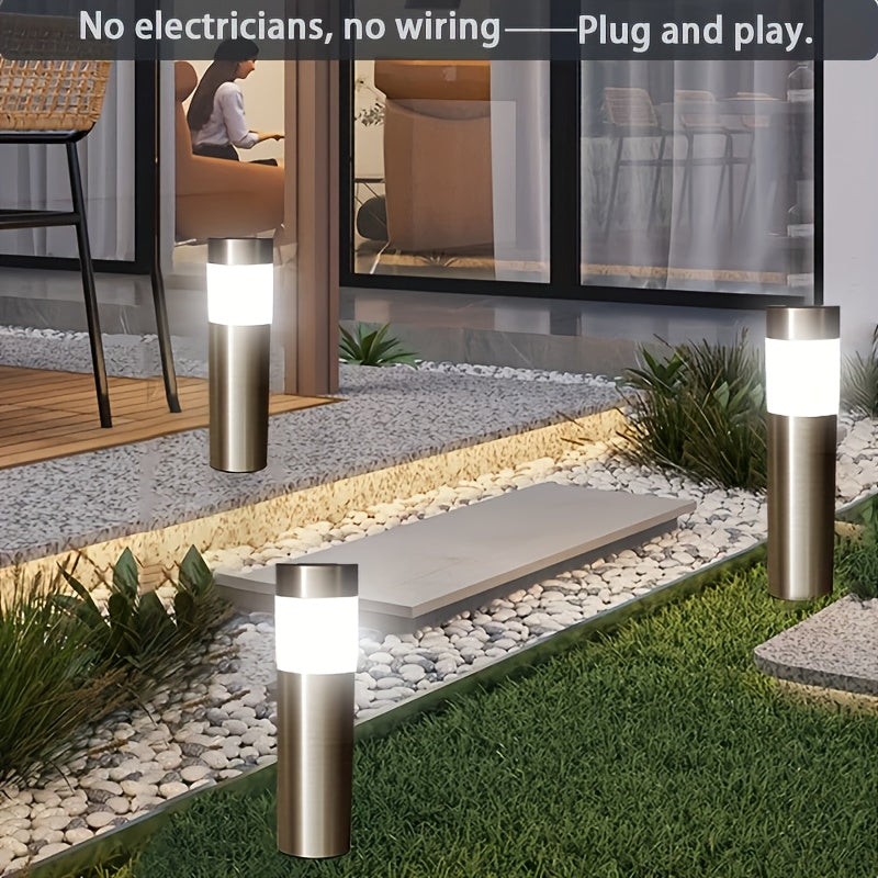 4 Luces Solares LED para Jardín, Encendido/Apagado Automático con Construcción Metálica Duradera y Acabado Mate, Instalación con Estaca para Suelo - Regalo de Halloween o Navidad para Patio, Pasillo o Césped