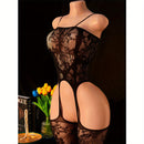 1pz Body de Encaje Sexy para Mujer con Abertura en la Entrepierna, Teddy sin Mangas de Malla de Alta Elasticidad con Patrones Florales Intrincados, Ideal para Ocasiones Íntimas y Eventos Especiales, Ropa Interior Elegante, Tela Elástica, Ajuste Cómodo