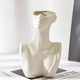 1pc Elegante Jarrón de Arte de Torso Femenino Blanco - Botella Decorativa de Resina al Estilo Nórdico para Flores Frescas o Secas, Perfecto para Sala de Estar, Dormitorio, Estudio - Regalo de Decoración para el Hogar Chic