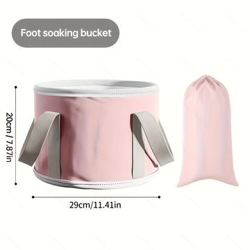 Baño de pies redondo plegable con asa - Tela Oxford rosa, perfecto para la relajación y el bienestar, ideal para Navidad, Halloween, Pascua, Acción de Gracias, Día de la Madre, baño de pies de bienestar | Elegante baño de pies | Baño de pies duradero