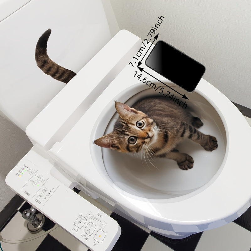 Cubierta de inodoro de gato 3D de un solo uso, estampado de animal, autoadhesivo de PVC, superficie de plástico, con decoración de baño M14555-NL