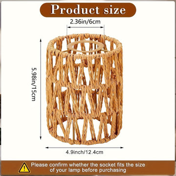 4-Pack Sombrillas de Lámpara de Rattan Rústico, Cubiertas de Luz de Cilindro Tejidas a Mano para Lámparas de Pie, Pendientes, Araña, Sconces de Pared - No se Necesita Electricidad ni Batería