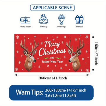 2D Banner de Puerta, 1 Pieza, Banner de Puerta de Renos de Alce Navideño Festivo - Poliéster Duradero, No Necesita Electricidad, Perfecto para Decoraciones de Vacaciones y Temporales, Ideal para Regreso a la Escuela, Hawaiano, Fiestas de Halloween y Deco