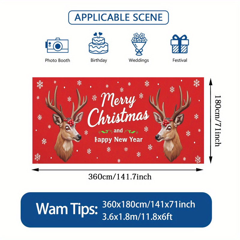 2D Banner de Puerta, 1 Pieza, Banner de Puerta de Renos de Alce Navideño Festivo - Poliéster Duradero, No Necesita Electricidad, Perfecto para Decoraciones de Vacaciones y Temporales, Ideal para Regreso a la Escuela, Hawaiano, Fiestas de Halloween y Deco