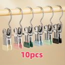 5/10pcs Perchas de Acero Inoxidable con Clips - Suaves con Tela y Cuero Sintético, Ideales para Sombreros, Pantalones, Calcetines - Perfectas para Almacenamiento en Baño y Lavandería