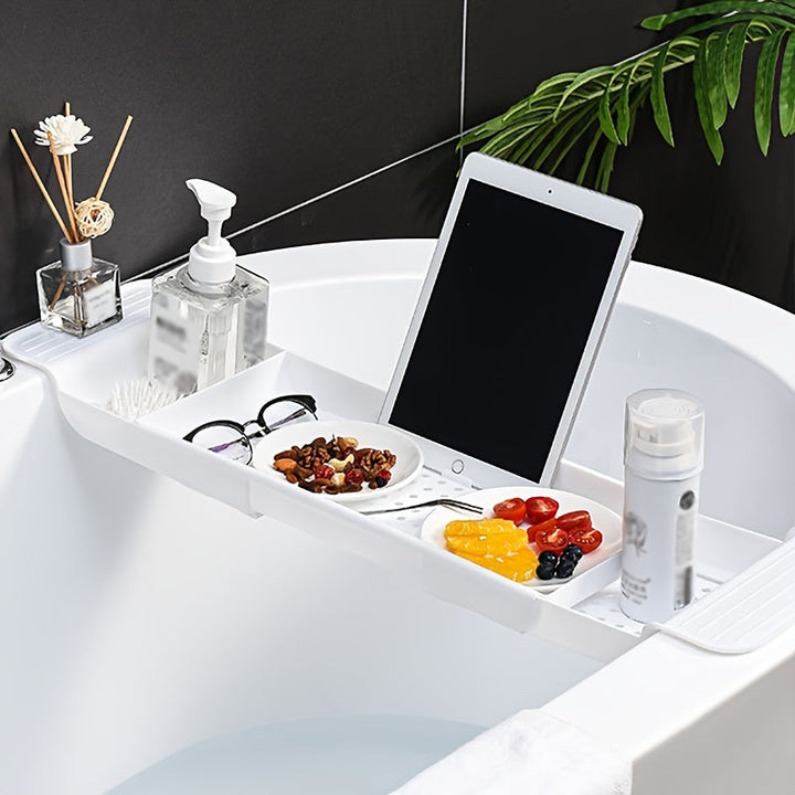 1pc Bandeja De Bañera, Estante De Baño Retráctil, Organizador De Baño Simple, Bandeja De Bañera De Plástico Multifuncional, Accesorios De Baño