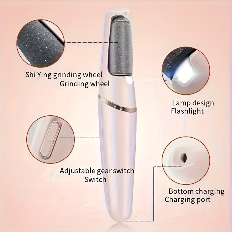 Hoja exfoliante eléctrica automática para pies con batería de litio recargable - Suave color beige, herramienta de eliminación, carga USB, regalo ideal para entusiastas de la belleza, cuidado de pies, cepillo exfoliante, estética moderna, plástico durade