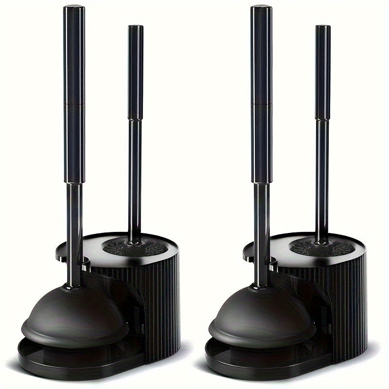 Juego de Cepillo y Desatascador de Inodoro 2 en 1 - Cabeza Giratoria, Plástico Duradero, Kit de Limpieza para Baño, Accesorios de Baño