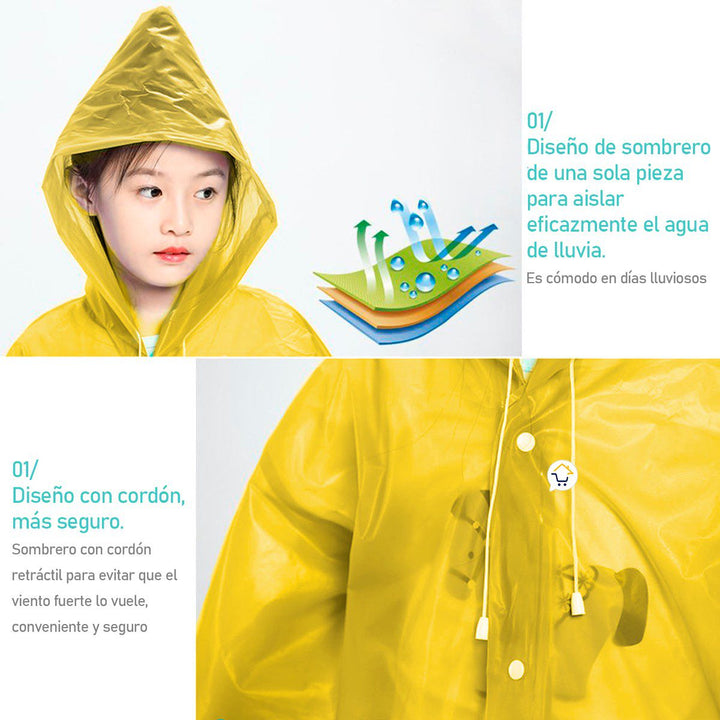 Impermeable Capucha Niños Abrigo Protección Lluvia TY875
