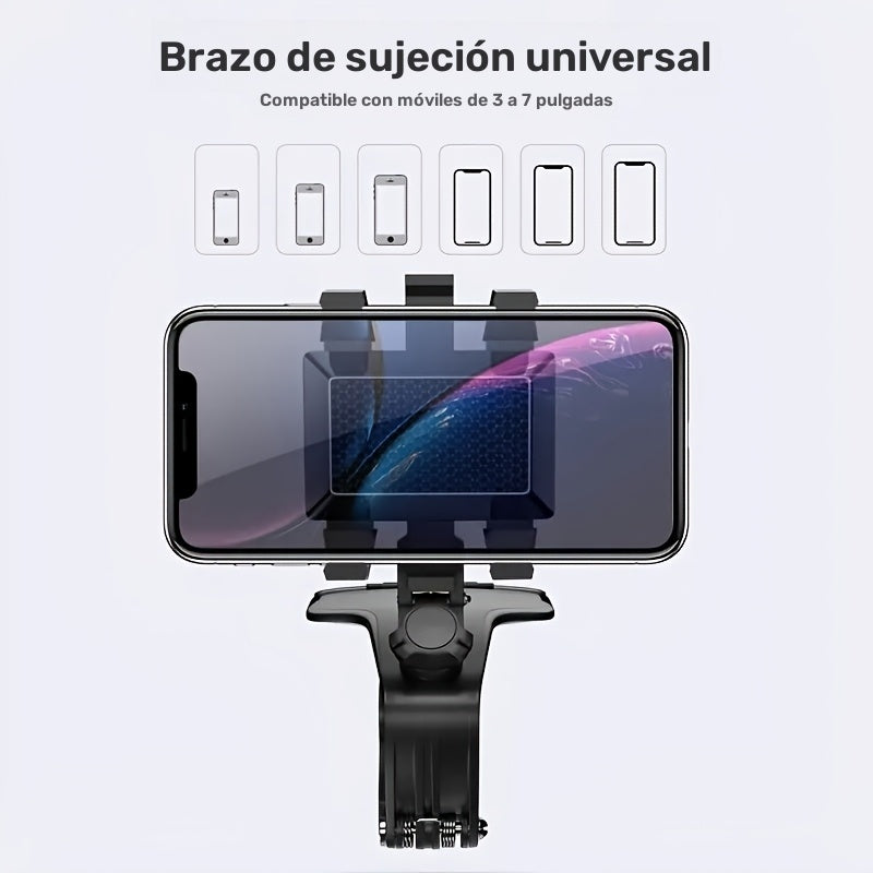1pc Soporte universal para teléfono de coche giratorio 360°, soporte ajustable para salpicadero con compatibilidad automática, material ABS no impermeable, soporte rectangular para navegación GPS para uso en vehículos