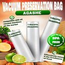 3 Rollos de Bolsas de Almacenamiento al Vacío Reutilizables AGASHE - Sin BPA, Herméticas y Sellado Rápido para Conservación de Alimentos, 3 Tamaños para Todas las Seleradoras al Vacío, Resistentes a la Congelación & Duraderas para Organización de Cocina