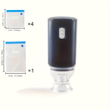 Bombas de vacío portátiles con 5 bolsas de almacenamiento de vacío reutilizables, recargables por USB, fáciles de transportar y portátiles.