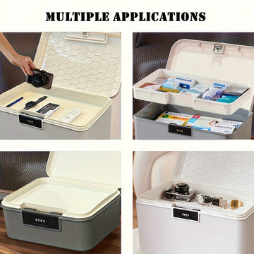 Caja de Almacenamiento con Cerradura y Teclado Numérico - Cajón Seguro por Combinación para Objetos de Valor, Documentos y Electrónica | Material Duradero para Organización en Casa, Oficina o Coche