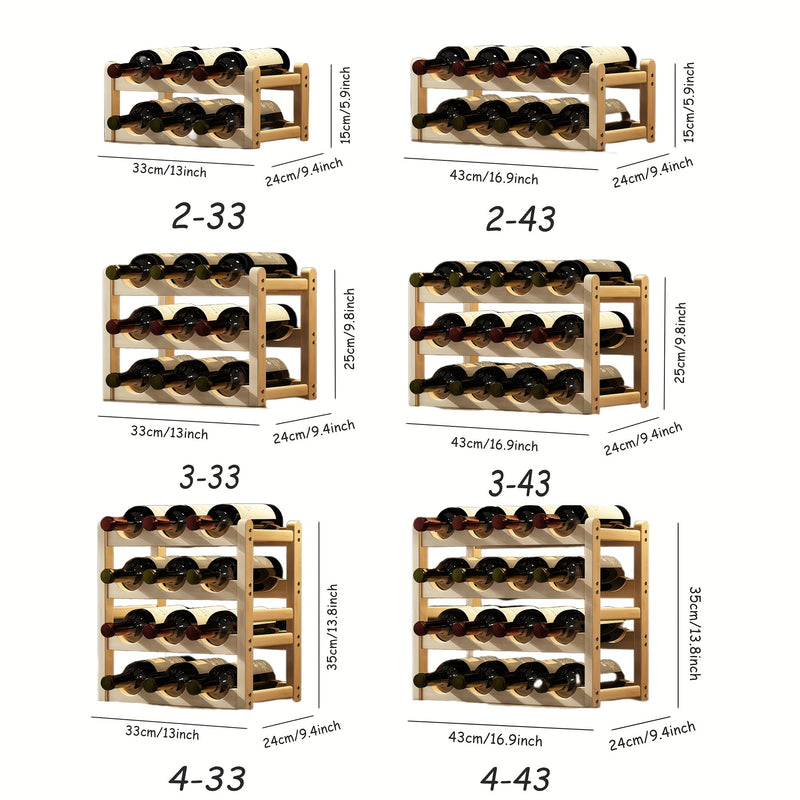 Soporte para Botellas de Vino con Niveles y Separados, Se Puede Colocar Una (Estante para Vino de 2/3/4 Niveles Requiere Montaje)