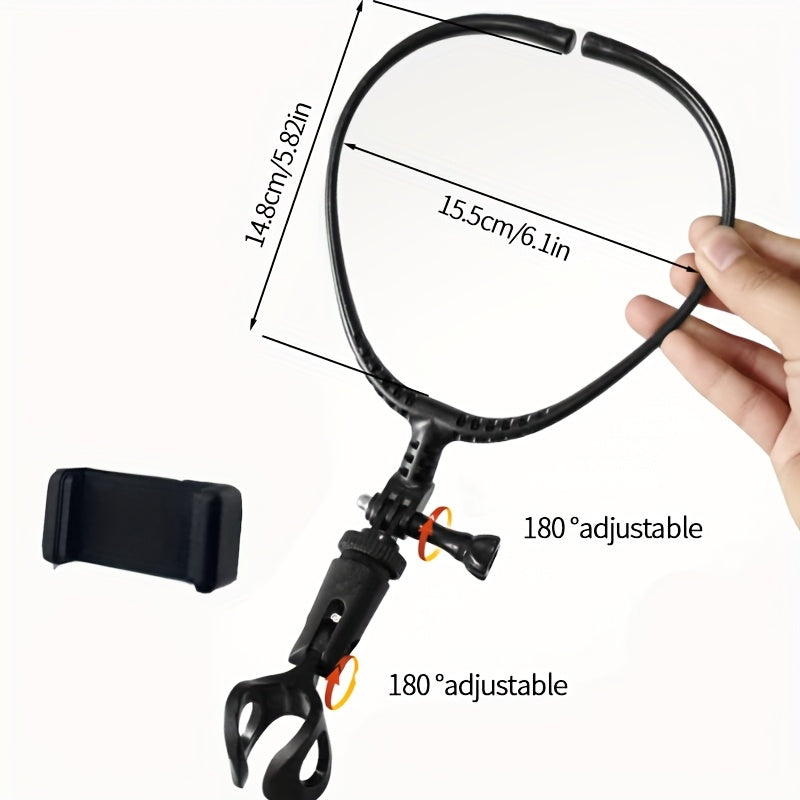 1 Juego de Soporte para Micrófono Manos Libres con Montura para Teléfono, Clip Cervical Ajustable 180° – Ideal para Conferencias, Cantar, Tocar Guitarra, Presentaciones y Vlogging | Compatible con Micrófonos, Teléfonos y Cámaras Deportivas