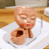 Jarrón de resina clásico con diseño de rostro humano - Ideal para decoración del hogar