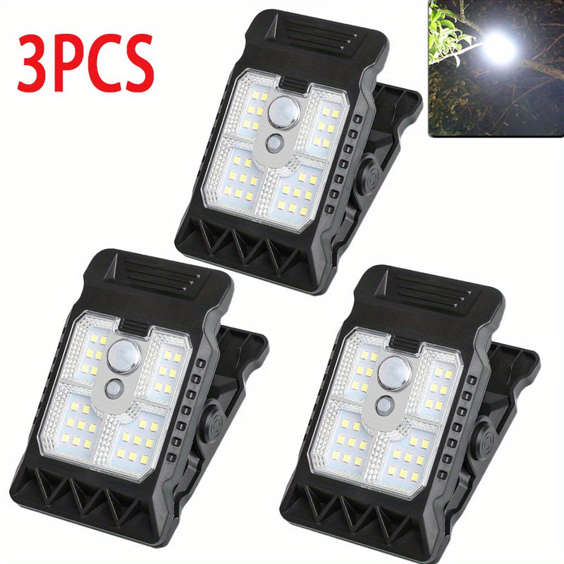 3 Piezas de Luz con Sensor de Movimiento, LED Solar con Múltiples Modos de Iluminación, Bombilla Cálida para Ambiente Acogedor, Adecuada para Jardín, Camping, Emergencias, Decoración de Paredes, Vallas y Terrazas