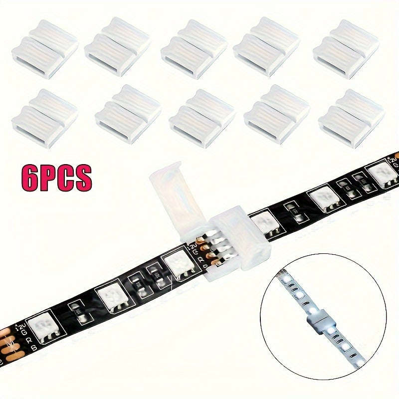 Conectores para tiras de luces LED metálicos, 6/10 piezas, extensión sin espacios de 4 pines RGB SMD 5050, sin soldadura ni electricidad, accesorios para iluminación en riel sin baterías