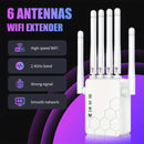 Amplificador de Señal WiFi con 6 Antenas - Banda Doble 2.4GHz/5GHz, Juego en Línea Fluido y 4K, Alta Penetración, Seguridad WPS, Enrutador/Punto de Acceso Dual, Conexión para Hogar Oficina Café (Enchufe US, 110-130V), Amplificador de Wifi de Alta Velocid