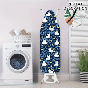 Accesorio de Planchado Decorativo 2D, Funda para Tabla de Planchar con Diseño de Gatos y Borde Elástico - Tamaño Estándar, Ideal para el Hogar o Regalo para Amantes del Artesanato, Accesorios para Lavandería, 1 Unidad (Tabla no Incluida), 2D Plano