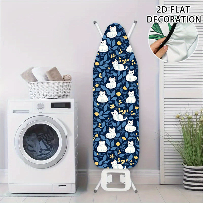 Accesorio de Planchado Decorativo 2D, Funda para Tabla de Planchar con Diseño de Gatos y Borde Elástico - Tamaño Estándar, Ideal para el Hogar o Regalo para Amantes del Artesanato, Accesorios para Lavandería, 1 Unidad (Tabla no Incluida), 2D Plano