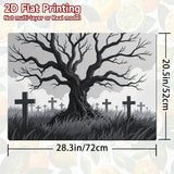 1pc Protector de Estufa para Halloween - Escena Espeluznante de Cementerio con Lápidas en el Bosque Nocturno - Alfombrilla Antideslizante para Cocinas a Gas/Eléctricas, Horno y Secadora - Superficie Fácil de Limpiar en Poliéster - Decoración Perfecta par
