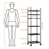 Estante rodante de 6 niveles con ruedas - Organizador ajustable de marco metálico y plástico para cocina, lavandería o dormitorio - Carrito móvil fácil de armar que ahorra espacio