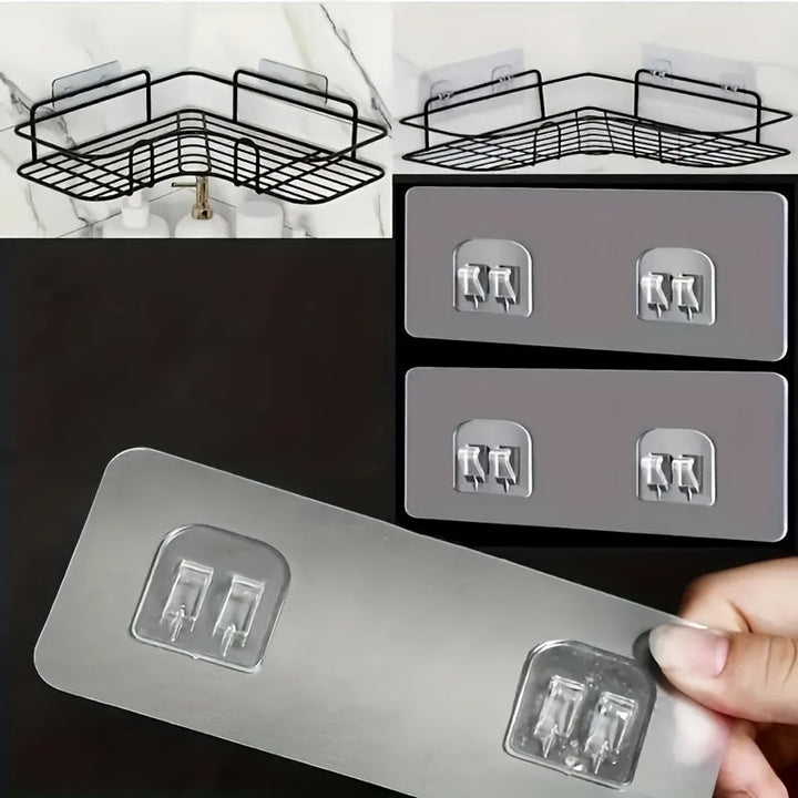 2pcs Soportes Adhesivos para Estante de Pared - Instalación Fácil Sin Taladro, Plástico Transparente Duradero, Accesorios de Almacenamiento Montados en la Pared Estilo Contemporáneo para Organización del Hogar y Oficina, Diseño Moderno de Ganchos Utilita