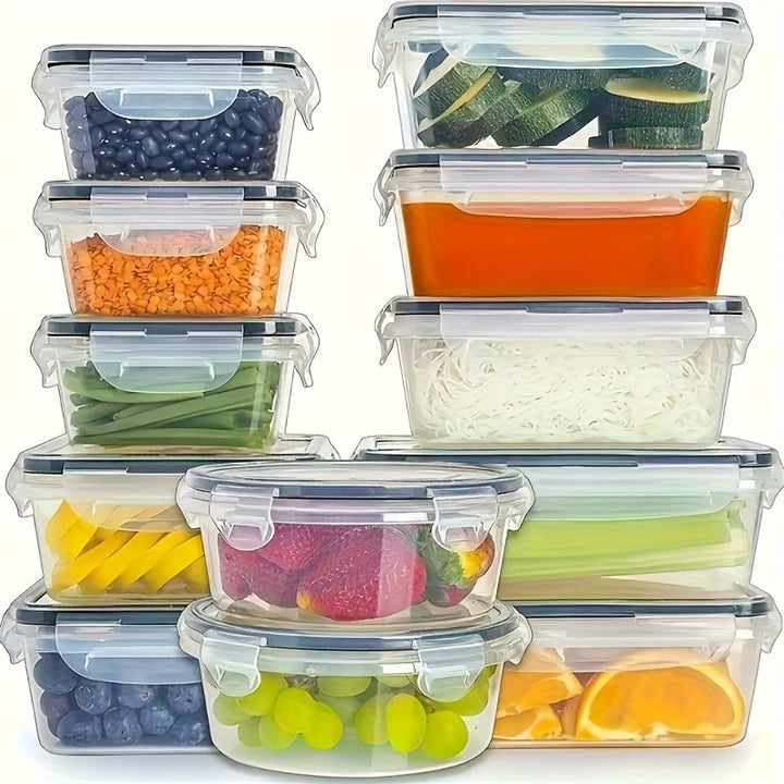 Juego de 8 Recipientes Transparentes para Almacenar Alimentos con Tapas Herméticas - Perfectos para Frutas, Verduras, Pasta y Más - Apto para Microondas, Kit Reutilizable de Polipropileno para Organización de Cocina | Antifugas