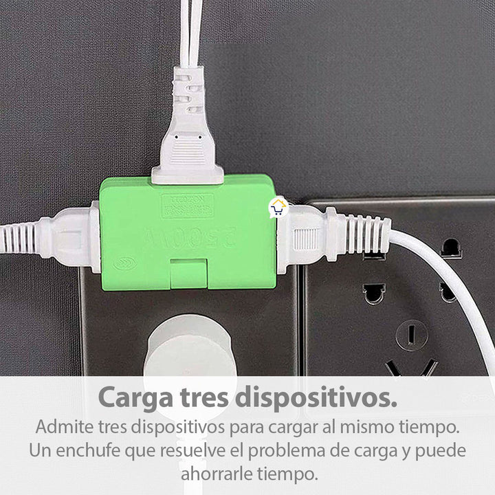 Adaptador 3 Salidas X2 Toma Corriente Enchufe Plegable 180 Grados W1210