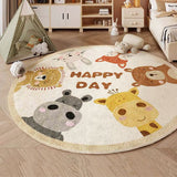 Alfombra Redonda de Animales de Dibujos Animados de Peluche - Ultra-Suave, 10mm de Grosor, 1000g/m², Antideslizante y Lavable a Máquina - Perfecta para Dormitorio de Niños, Sala de Estar, Área de Juegos - Con Diseños de León, Oso, Conejo, Jirafa, Alfombr