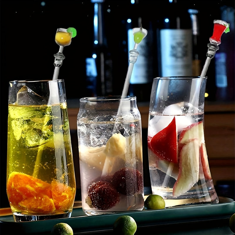 10 vasos de cóctel acrílicos con agitadores, palitos para mezclar bebidas de fiesta, mezcladores de bebidas de barware con asas en forma de taza, decoración de vajilla de polipropileno para eventos y celebraciones.