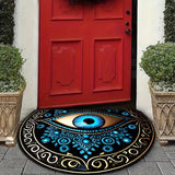 1 unidad de Alfombra de Piso de Diseño de Ojo Semircular de Lujo, Simbolizando Prosperidad, Buena Suerte, Fondo de Silicona Antideslizante, Lavar en Máquina, Fácil de Limpiar, Cómoda, Alfombra de Puerta Lavar en Máquina, Adecuada para Patio, Entrada, Sal