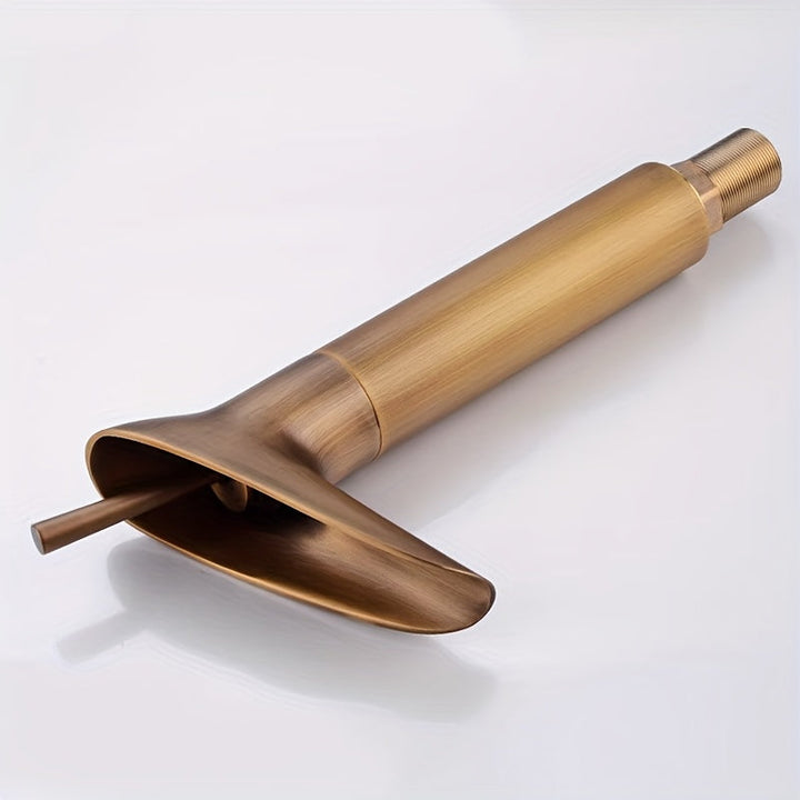 Grifo de baño de estilo europeo antiguo, con doble función de agua caliente y fría, grifo de fregadero de cocina de estilo cascada de latón que no requiere electricidad, y accesorios de baño de lujo modernos.