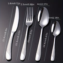 Juego de cubiertos de acero inoxidable con diseño de estrella, 24 piezas - Incluye cuchillo para carne, tenedor, cuchara y cuchara de postre - Ideal para hoteles y restaurantes