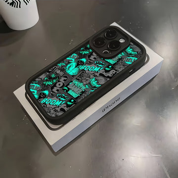 Funda de teléfono cómica de grafiti oscuro compatible con Iphone 16, 15, 14, 13, 12, 11 Pro Max, Mini, XR, XS, X, 7, 8 Plus, con un respaldo de TPU suave para protección contra caídas.