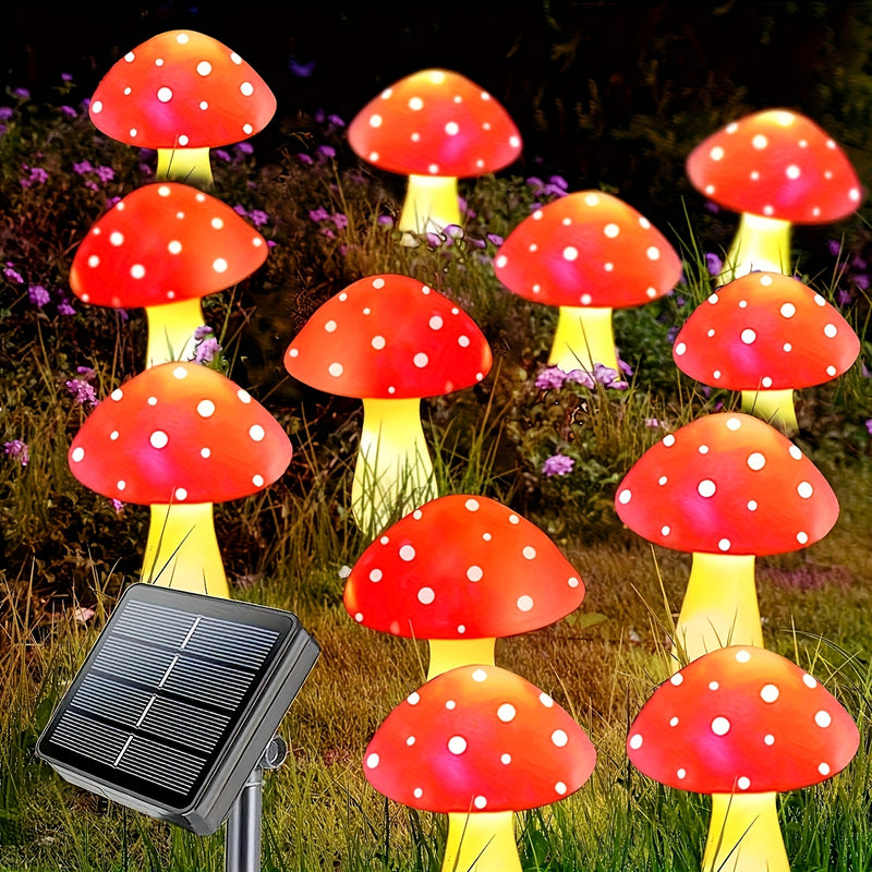Luces Solares de Hongos - Decoración para Jardín Exterior con 8/12/20 Hongos, Iluminación Solar de 8 Modos para Césped, Fiestas y Campamentos, Ideal para Exteriores y Caravanas