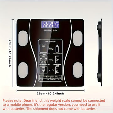 Báscula digital para baño en negro elegante con pantalla de temperatura, medición de peso precisa, funciona con pilas, pantalla LCD fácil de leer, diseño compacto para uso en el hogar y el baño