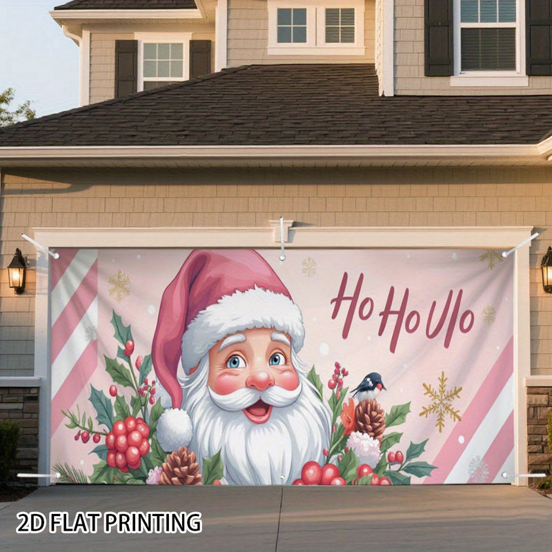 Banner de puerta 2D, 1 unidad, decoración navideña Santa Rosa, poliéster, ideal para regreso a clases, fiesta hawaiana, Halloween, fondo decorativo para habitaciones y jardín exterior