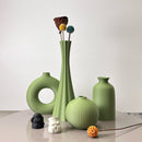 4 piezas de jarrones artísticos de color verde oliva - Jarrones de flores modernos y bohemios de plástico para el hogar, oficina y decoración de entrada - Jarrones redondos en tonos de verde y blanco, decoración del hogar